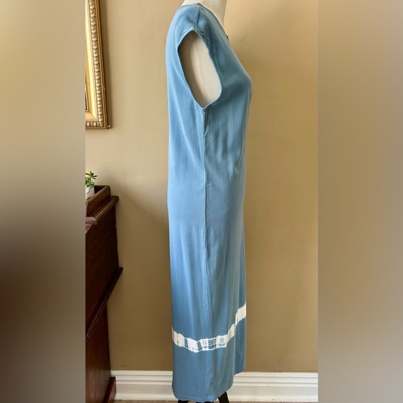 Raquel Allegra Column Dress Muscle Cap Sleeve Maxi Blue Tie Dye Size 1 / Medium - Picture 9 of 11